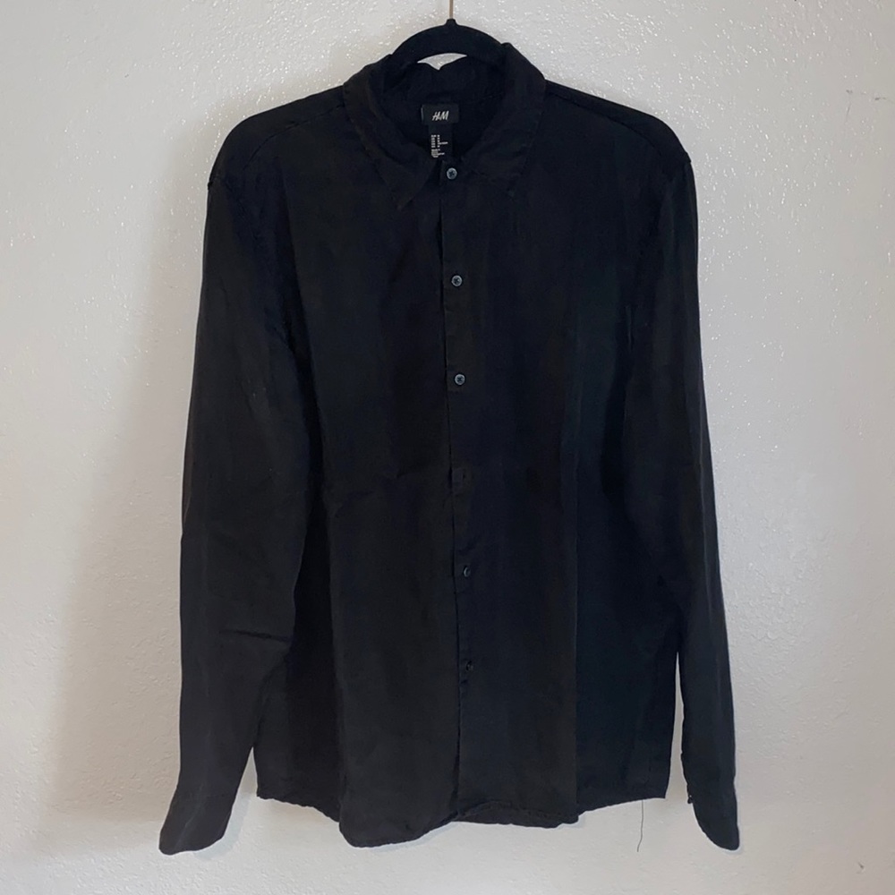 H&M Shiny Black Button Up